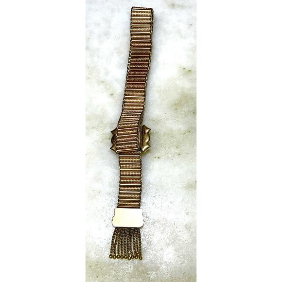 Antique Victorian Etruscan Revival Tassel Slide Bracelet Seed Pearl Gold Filled - Picture 10 of 16